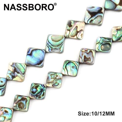 Fashion Square Shape Natural Abalone Shell Beads Nautral Stone Beads for Jewelry Making Diy Necklace Wholesale Bead 10mm 12mm