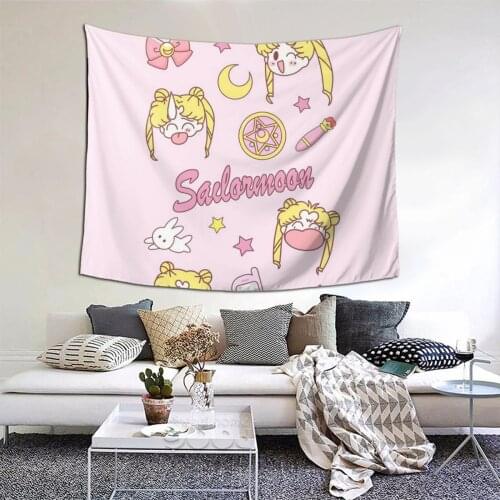 Sailor Girl Tapestry Anime Manga Kawaii Tapestry Wall Bedspread kawaii Hanging Blanket For Living Room