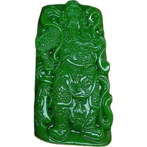 Natural Jasper Guan Yun Changwu God of wealth pendant jade brand Jasper Pendant Ping'an brand Necklace