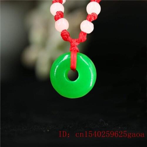 Natural Jadeite Gifts Jade Donuts Pendant Necklace Fashion Charm Chinese Green Amulet Jewelry