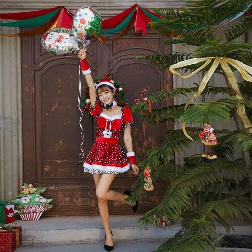 New sexy Christmas costumes Santa Claus Cosplay costume snowflake embellishment Christmas dress Christmas carnival party skirt