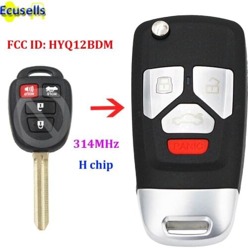 Upgraded folding flip Remote Key Fob 3+1 Button 314MHZ with H Chip for Toyota Camry RAV4 Corolla 2014-2016 uncut