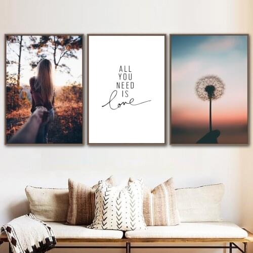 Dandelion Girl Paris London Wall Art Canvas Painting Love Quotes Nordic Posters And Prints Wall Pictures For Living Room Decor