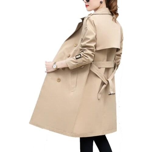 OKXGNZ Spring Women Coat 2020 New Khaki Female Medium Long Fashion Windbreaker Coat Large Size Loose Pockets Trench Coat A162