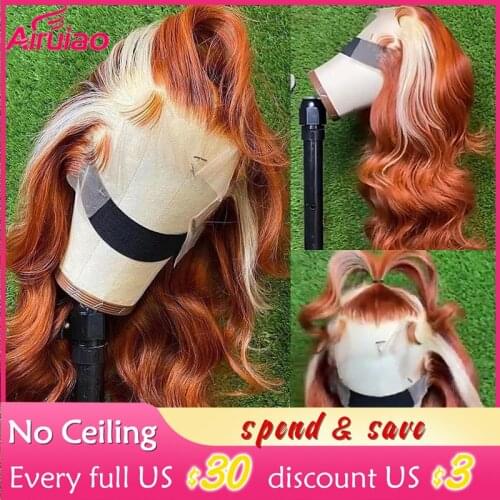 Highlight Ginger Lace Front Wig Preplucked Body Wave Ombre 613 Honey Blonde HD Transparent Frontal Human Hair Wigs Full Gluelss