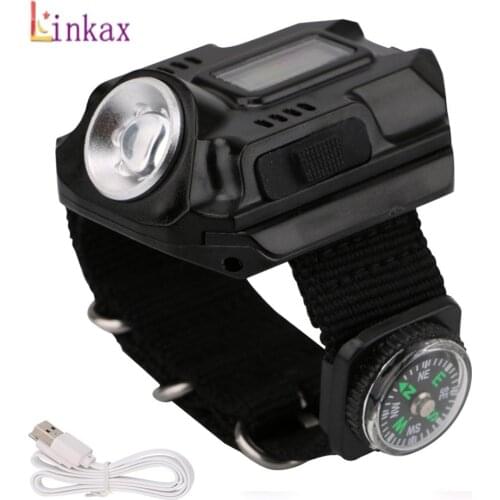 Portable XPE Q5 R2 LED Wrist Watch Flashlight Torch Light USB Charging Wrist Model Tactical Rechargeable Flashlight