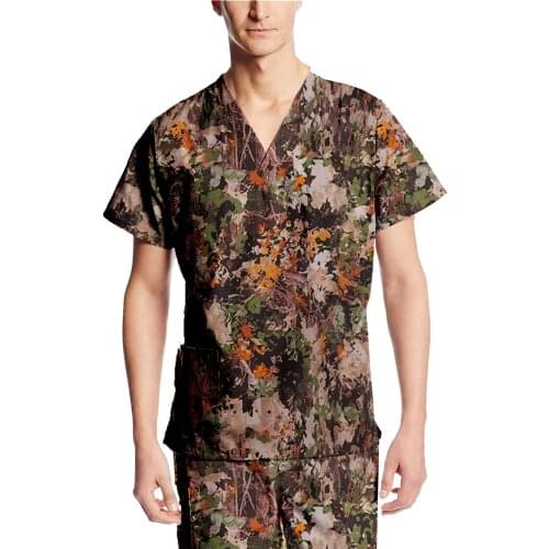 Nurse Workwear Uniform Tops V Neck Camouflage Printing Short Sleeve with Pocket Nuring Tops for Men Mukoti Yunifomu Drop Ship