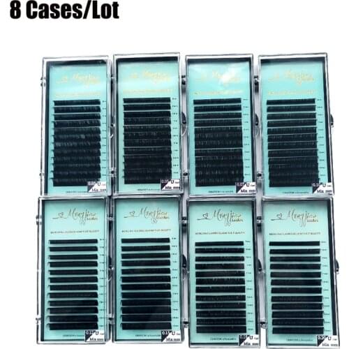 8 cases /Lot Mix Length Eyelash Extension c/d/u Individual Eye lashes For building ,False Eyelash Extension Natural Lashes