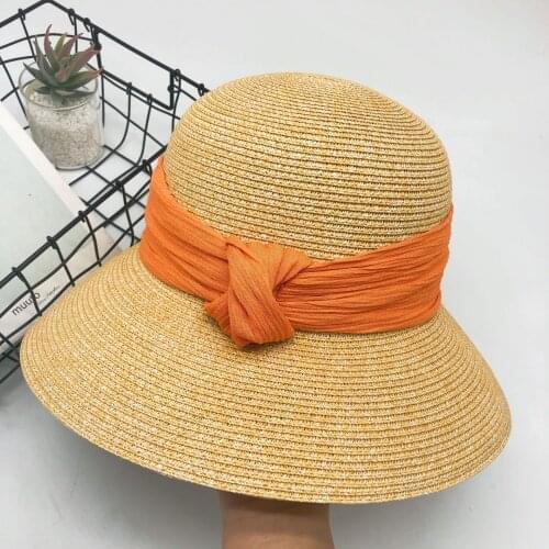 Womens Straw Hat Summer New 2021 Net Red Ins Fashion Wild Sunscreen Anti-ultraviolet Foldable Sun Hats