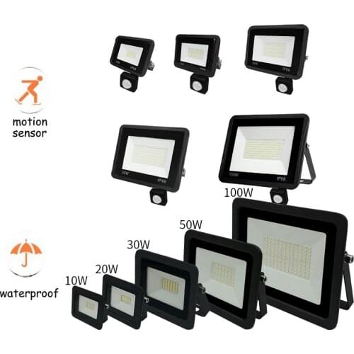 2 pcs 220V 10-100W LED FloodLight Reflector Spotlight outdoor Exterior Lighting street Wall Lamp Security Light optional motion