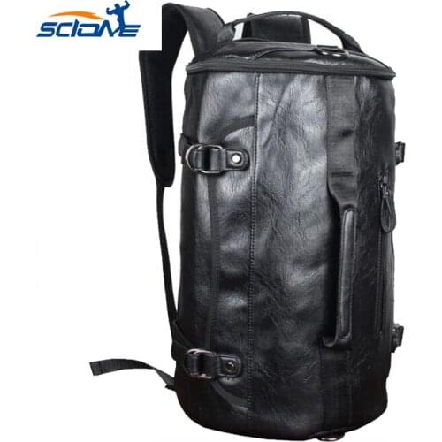 Scione PU Leather Outdoor Sports Gym Bag For Men with shoes pocket Training Shoulder Sport Bag Handbag Travel Bag Sac De Sports