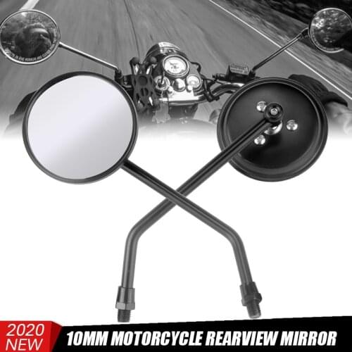 Universal motorcycle mirrors chrome black round long stem Motorbike Motorcycle Rearview Mirrors 10mm retroviseur moto guidon