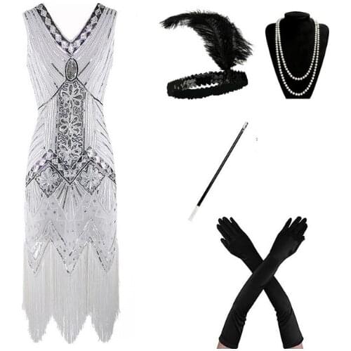 1920s Flapper Dress Great Gatsby Party Evening Sequins Fringed Dresses Gown