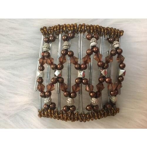 Brown vintage beads metal comb girls wedding pary best gift magic comb 10 pcs /lot
