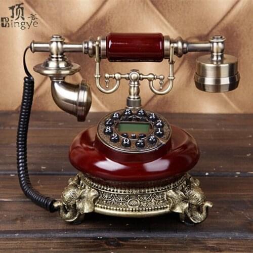Ye are the top rotating antique telephone European Vintage home office telephone landlines Decoration home art rustic backlit