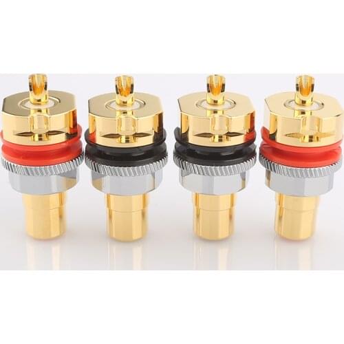 High Quality Viborg RC101G Pure Copper 24K Gold Plated RCA Socket Solder RCA Female Socket Hifi