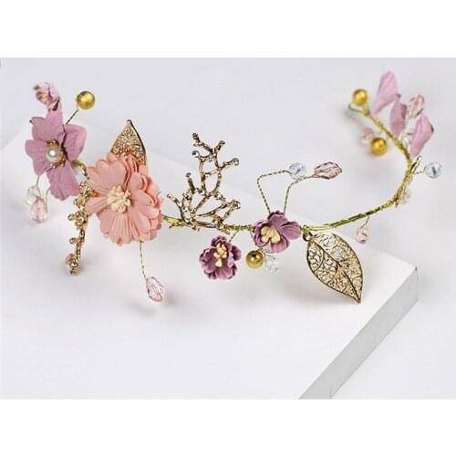 1pc Wedding Bridal Party Hair Decoration Long Hair Flower Wedding Hair Ornaments Purple Bride Headdress Handmade Hairband