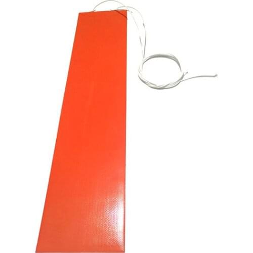 12v 120w 120*550*1.5mm Flexible Silicone Rubber Strip Heater for machine tape 612 1 side 1000mm lead out from 120mm side