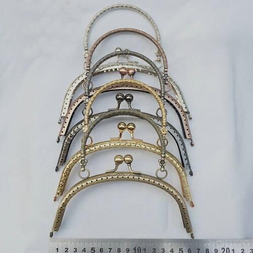 16.5cm bronze antique brass Silver gun black red gold embossing handle purse frame diy Kiss lock bag 10pcs/lot