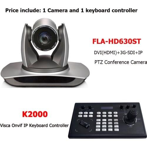 2Megapixel 30x Optical Zoom 1080P H.265 PTZ HD SDI DVI IP RTSP RTMP Onvif Video Conference Camera and IP Keyboard Controller