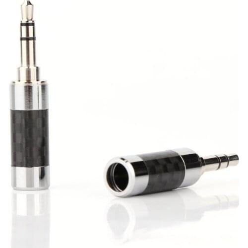 2 Pcs hi-end Rhodium Plated 3.5mm Male Mini STEREO AUDIO JACK Plug Carbon Fiber Body 3.5mm jack connector