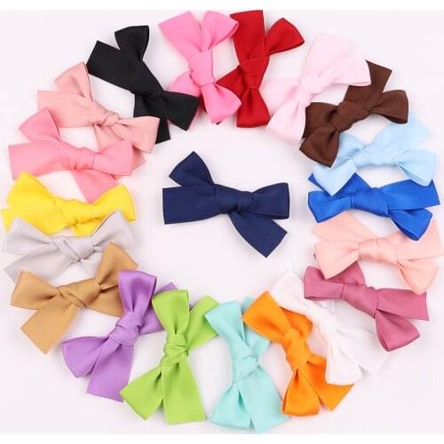 20Pcs/lot Solid Colors Ribbon Bows Hair Clips For Cute Girls Hairpins Bows Safety Barrettes Headwear Kids Hair Accessories Gifts