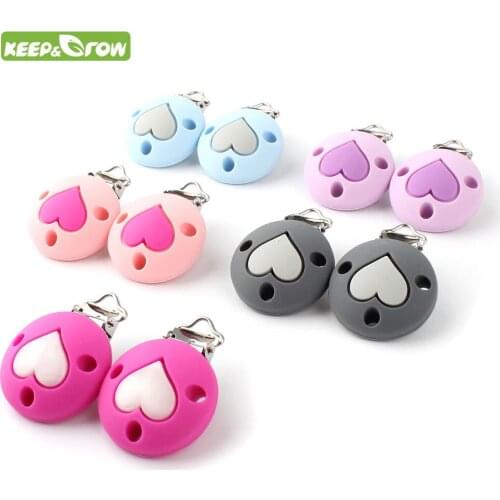 KEEP&GROW 20Pc Crown Heart Star Pattern Silicone Pacifier Clips Dummy Teether Chain Holder Baby Nurse Toy Pacifier Chain Holder