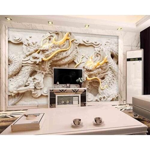 Beibehang Custom wallpaper 3D new Chinese reliefs gold royal dragon grain TV background wall living room murals 3d wallpaper