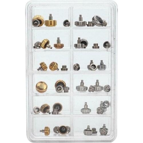 40PCS Watch Crowns Watch Waterproof Replacement Assorted Repair Tools with Box