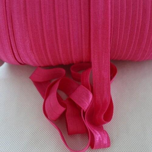 5/8 inch Solid Color Fold Over Elastic Ribbon-#175 shocking pink foe elastic ribbon