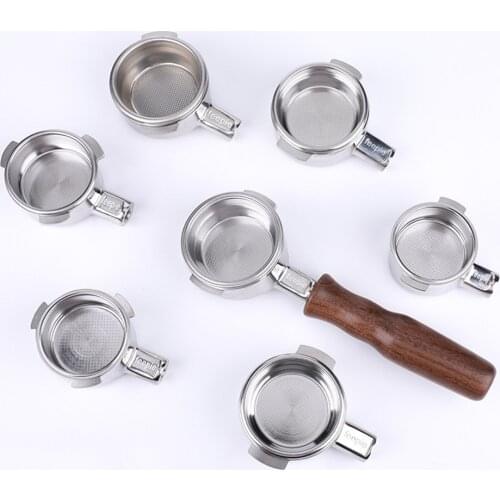 51/54/58MM Espresso Portafilter Walnut Wodd Handle Coffee Machine Filter Stainless Steel Professional Coffee Accessories
