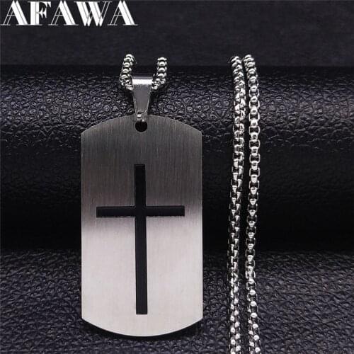 Stainless Steel Christian Cross Necklace Chain Women/Men Silver Color Pendant Necklace Jewelry croix chretienne XH6010S05