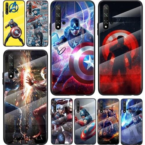Marvel Captain America For Honor 30 20 10 9X 8X Pro Plus Lite Tempered Glass Hot Shell Luxury Cover Phone Case