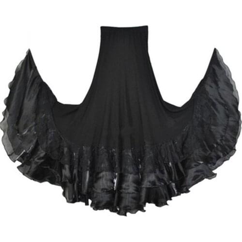 Over size black print ballroom skirt ballroom dance skirt waltz dress flamenco skirt ballroom dress women ballroom practice wear