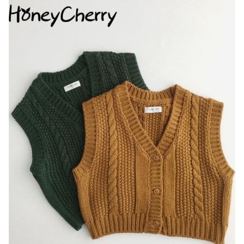 Childrens vest autumn 2021 new vest V-neck pullover knitted vest toddler boys sweaters knit sweater