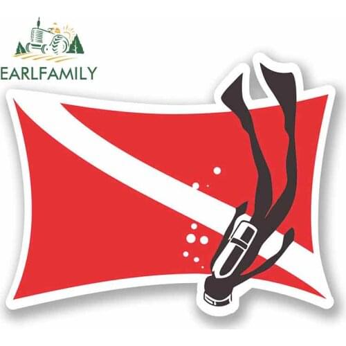 EARLFAMILY 13cm x 13cm for Scuba Diving Flag Funny Car Stickers Waterproof Anime Sunscreen Vinyl JDM Bumper Trunk Truck Graphics