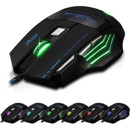 ZELOTES 7200 DPI USB Wired Gaming Mouse Adjustable USB Computer Mouse 7 Button Ergonomic Mice For Laptop PC Mouse T10 T60 T80