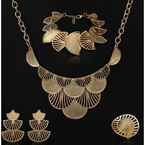 Fani Nigerian Wedding woman accessories jewelry set Dubai Gold designer Jewelry Set Wholesale African Beads Bridal Jewelry Set