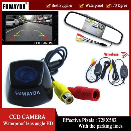 FUWAYDA Wireless Color CCD Car Rear View Camera for BMW X1 X3 X5 X6 with 4.3 Inch Rear view Mirror Monitor WATERPROOF HD