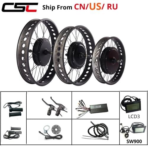 Electric Fat Bike Kit Snow Wheel 20 24 26 inch 36V 250W 48V 1000W 1500W 4.0 Tyre Brushless Hub Motor Bicycle Conversion Kit