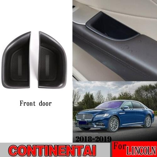 2 Pcs Black For LINCOLN CONTINENTAI 2017 2018 2019 ABS Plastic Front car door storage box internal Accessories Mat with Logo