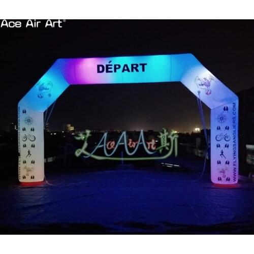 Beautiful white arrive line inflatable led light arch with patterns for night advertising