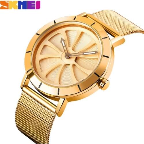 Rotating Dial Watch Men Watches Golden Rose Gold Steel Mesh Band Waterproof Male Wristwatch Mens Clock Casual Man reloj saat
