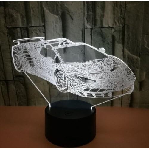 Creative Acrylic Sports Car 3d Led Night Light Led Seven Colors Color Change Table LampTouch Remote Control Usb 3d Night Lamp