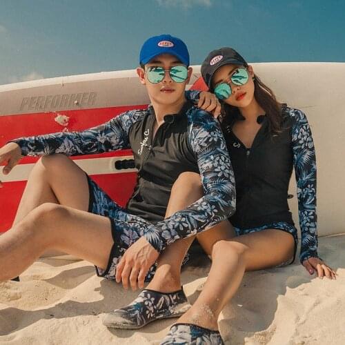 Swimsuit Girls Women Rash Guard Long Swimwear Womens 2019 One Piece Swim Surfing Rushguard Sleeve Split Couple Covering Sun