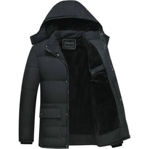 Winter Jacket Men Thick Parkas Casual Jackets Windproof Warm Winter Coat Mens Hooded Fleece Middle-aged Male Outwear