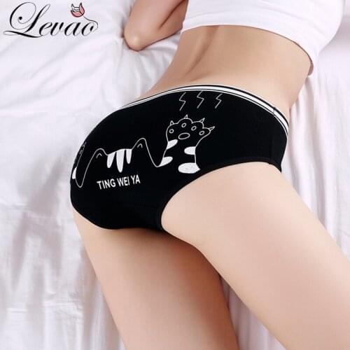 LEVAO Ins Style Ladies Underwear Lingerie Womens Cotton Crotch Sexy Underpants Large Size Cotton Seamless Mid-Waist Girl Briefs