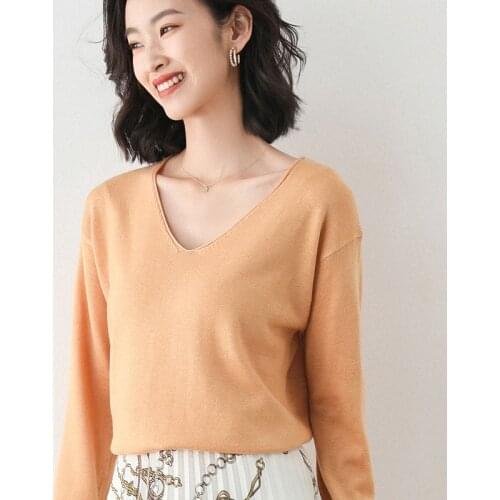 MRMT 2021 Brand New Autumn Long-Sleeve Knitwear Womens Loose V-neck Bottoming Shirt Sweater Womens Shirt Tops For Female