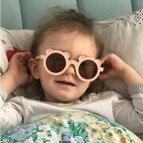 New Cartoon Lovely Kids Sunglasses Bear Shape Frame Girls Children Sun Glasses Round Street Beat Baby Boy Eyeglasses Cute Shades