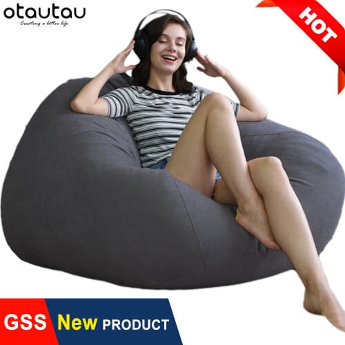 Big Plus King Size Sofa Cover Corner Seat Bean Bag Chair Pouf Envelope Thick Soft Cotton Fleece Beanbag Futon Puff Black XXL